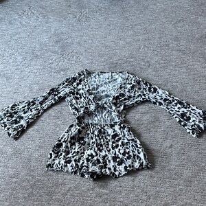 Bar III Monochrome Animal Print swim coverup medium tie front